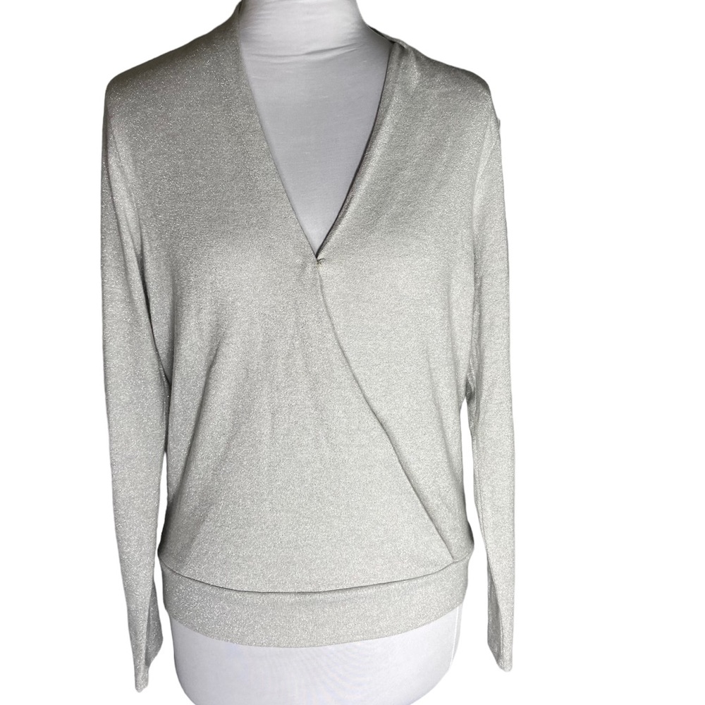 Banana Republic Factory Faux Wrap Silver Cardigan New Size Medium